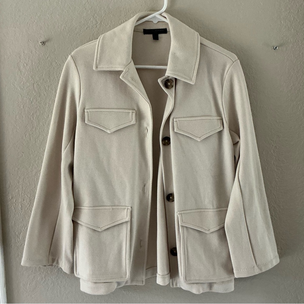 Banana Republic Cream Button-Front Utility Jacket
